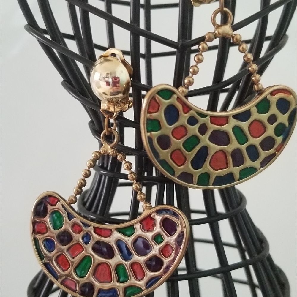 Vintage 80's enamel earrings